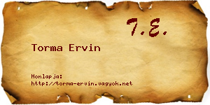 Torma Ervin névjegykártya